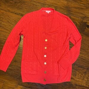 LILLY PULITZER Avenue 100% Cashmere Cardigan-Sz M -Coral Style 82005 - $268 MSRP